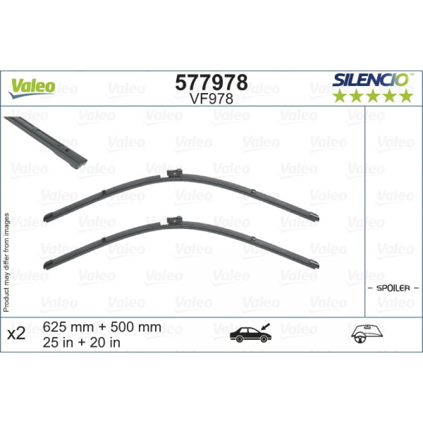 Puhastite komplekt Valeo Silencio VF978, 625/500 mm