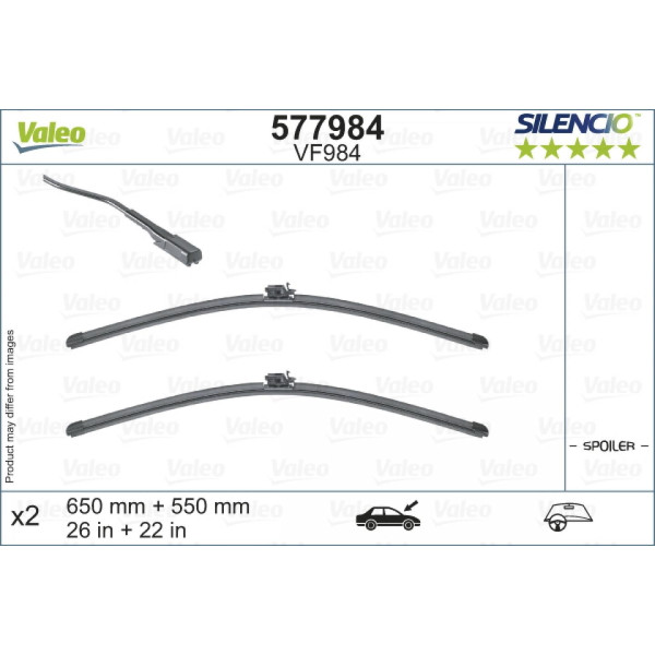 Puhastite komplekt Valeo Silencio VF984, 650/550 mm